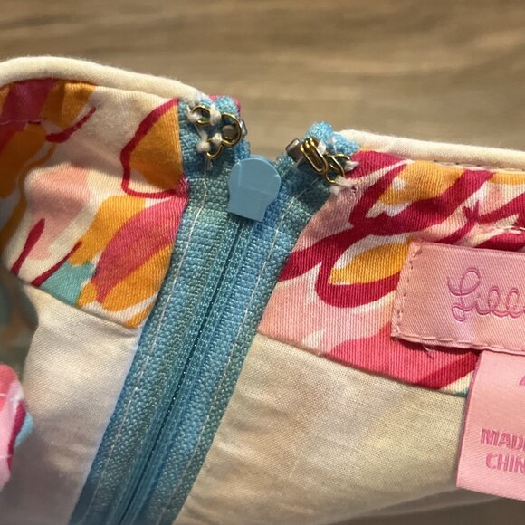 Lilly Pulitzer Wyatt Strapless Mini Dress SZ 4 Pink Blue Peel and Eat Flamingo - Picture 9 of 16